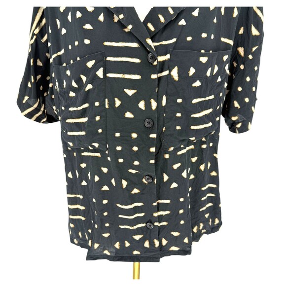 Linda Allard Ellen Tracy Silk Blouse Size 8 Boxy Abstract Collared Button Top - Picture 5 of 13